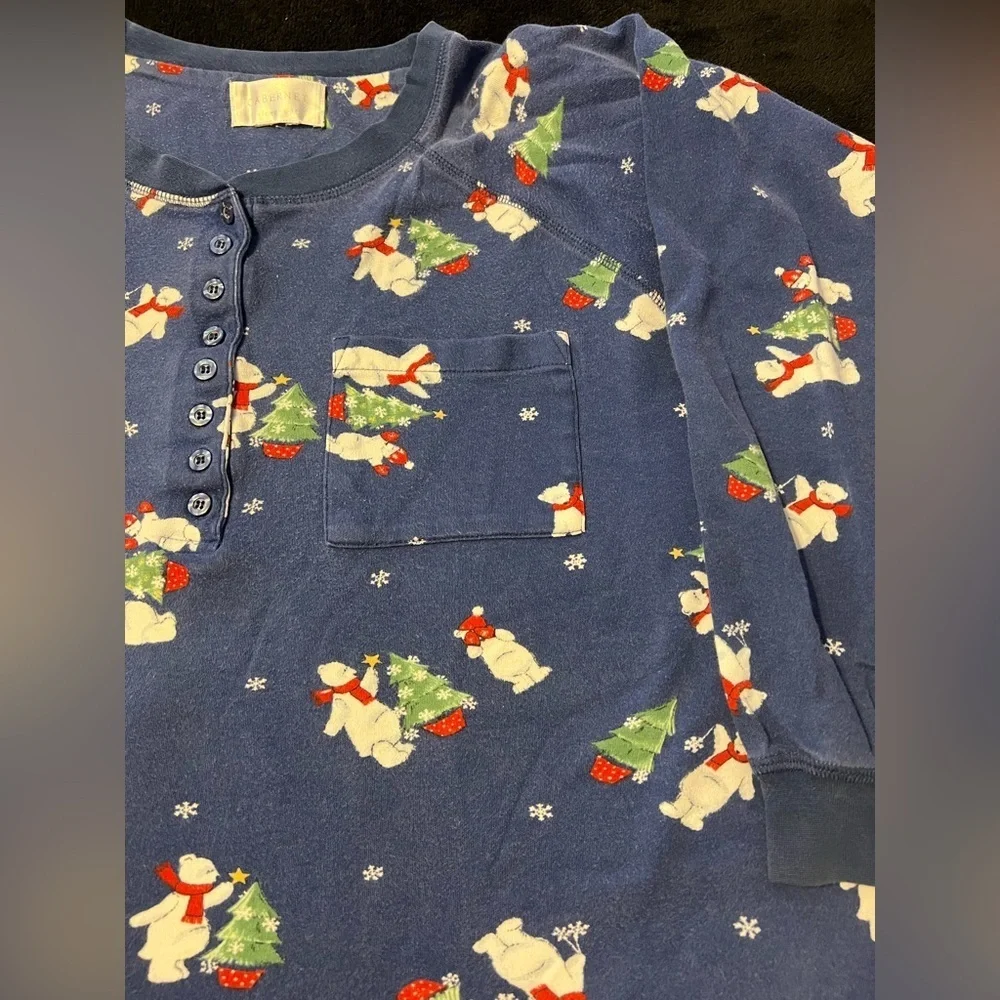 UC Vtg Cabernet Blue Polar Bear Christmas Snowflake Sleep Top Women’s 4XL